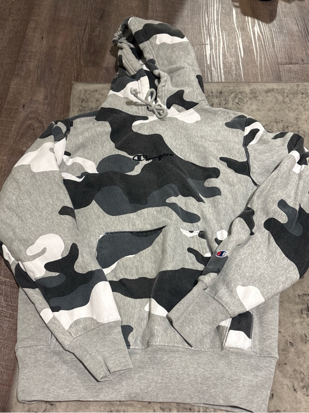 Champion Gray & Black Camo Pullover Hoodie